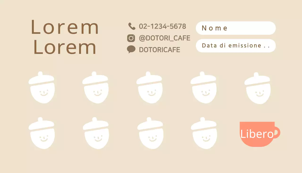 Graziosi biglietti da visita illustrati bianchi per un caffè