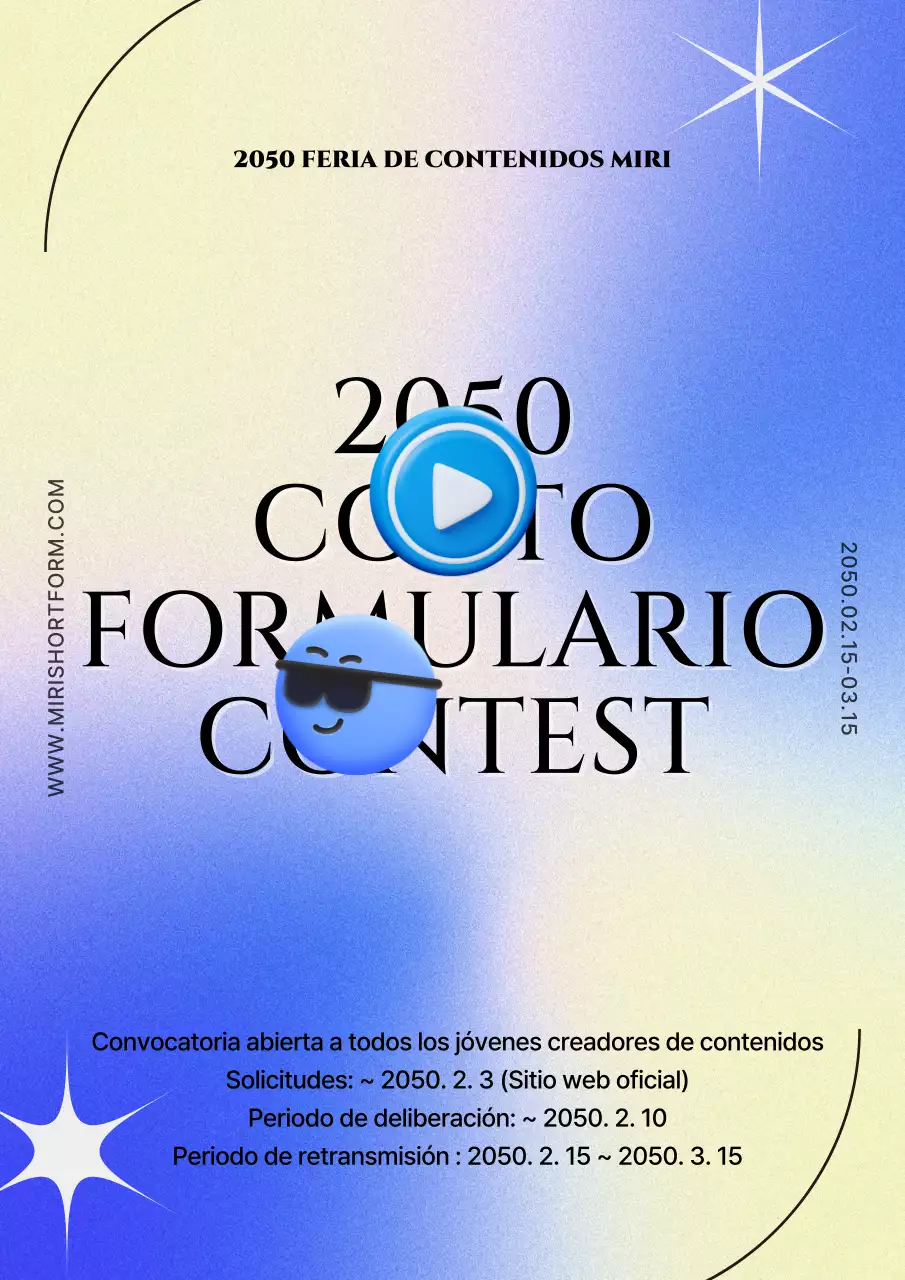 Concurso breve con emojis 3D azules y amarillos