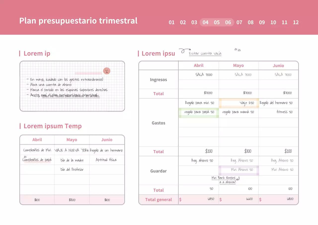 Concepto sencillo en blanco y rosa Planificación presupuestaria GoodNote
