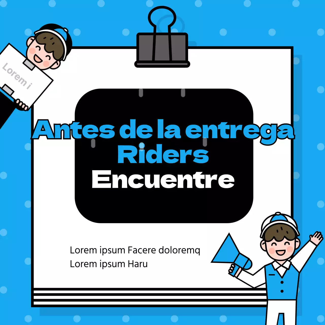 Courier anuncio bandera con lunares azules clip de bloc de notas ilustración