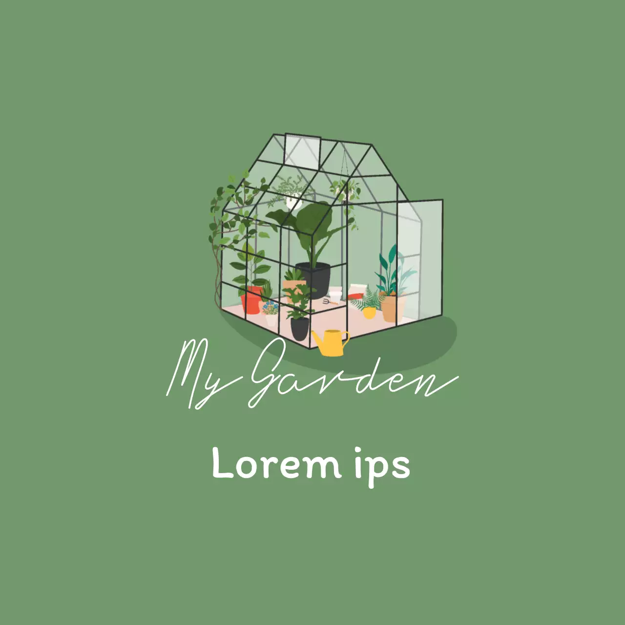 verde ilustración simple planta café