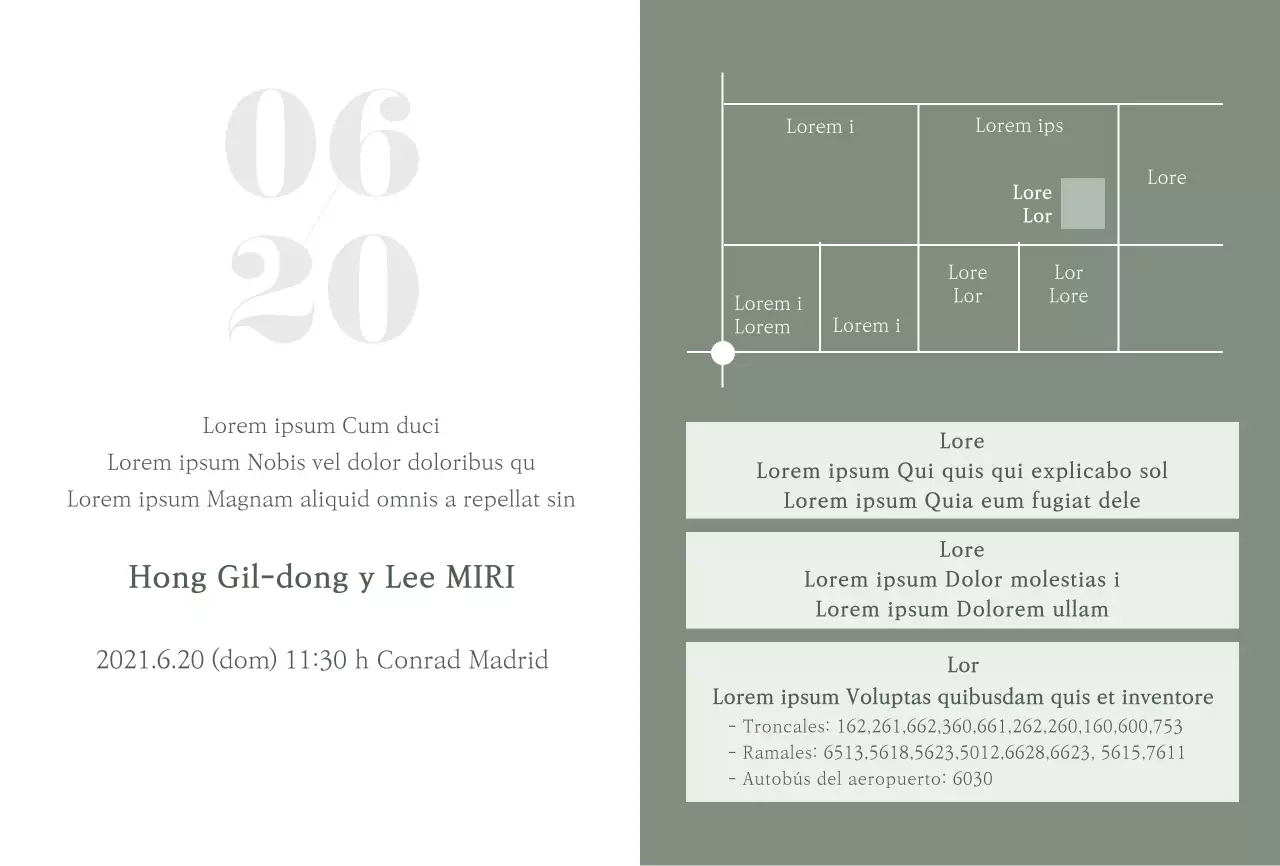 Postal verde para invitaciones de boda