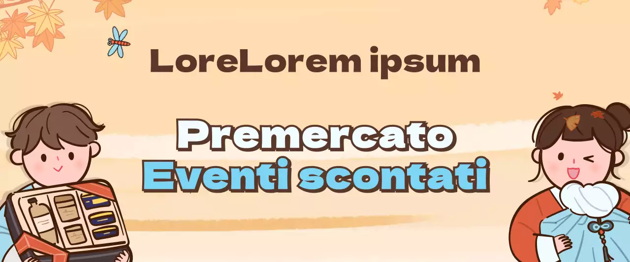 Sconto su un concetto di illustrazione autunnale animata in arancione e blu chiaro