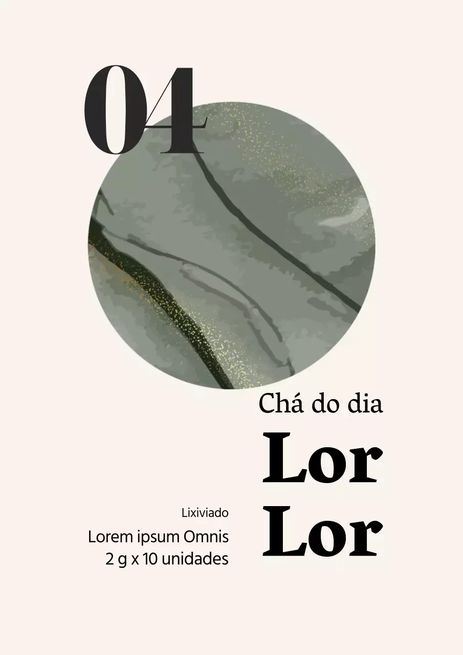 Desenho simples de rótulo de saquetas de chá verde em bege