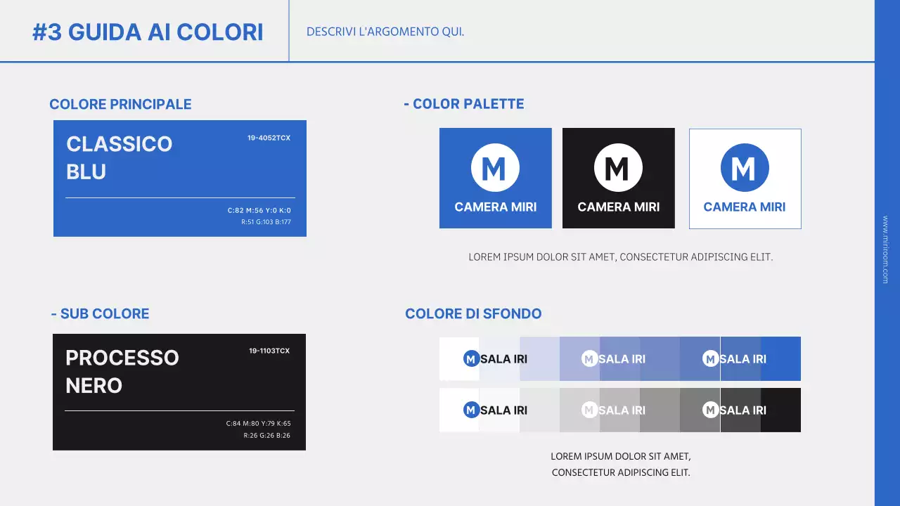 Semplice presentazione del marchio in blu e nero
