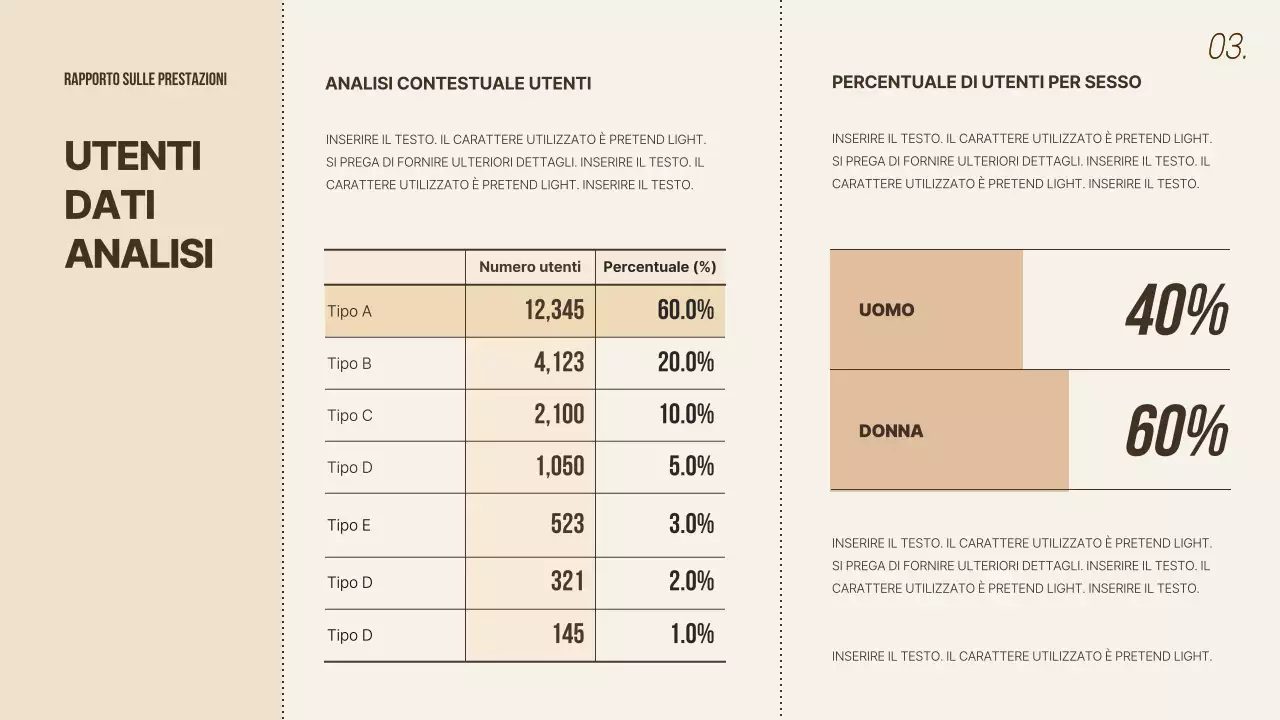 Reportistica aziendale pulita e beige