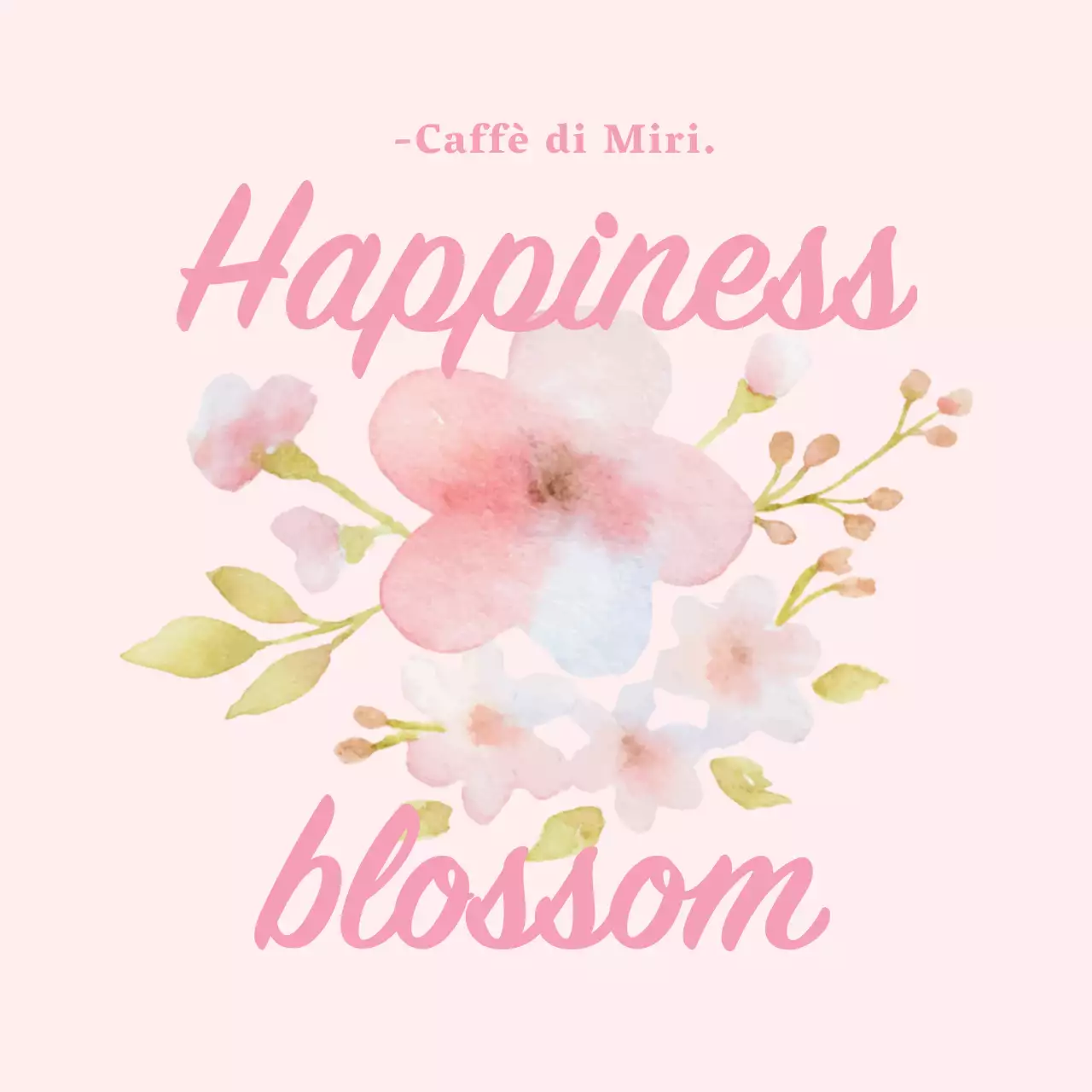 Etichetta per caffè primaverile ordinata con illustrazione rosa