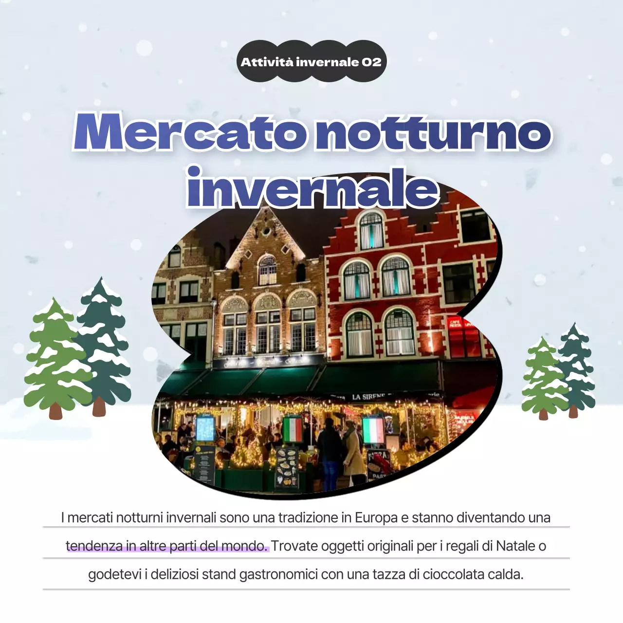 Presentazione delle destinazioni invernali blu e viola