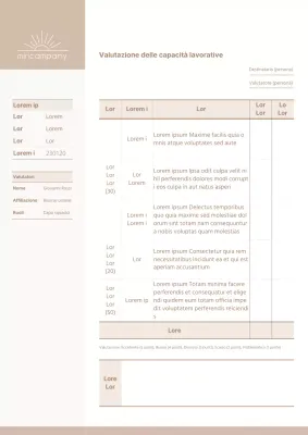 Valutazioni delle prestazioni beige e pulite