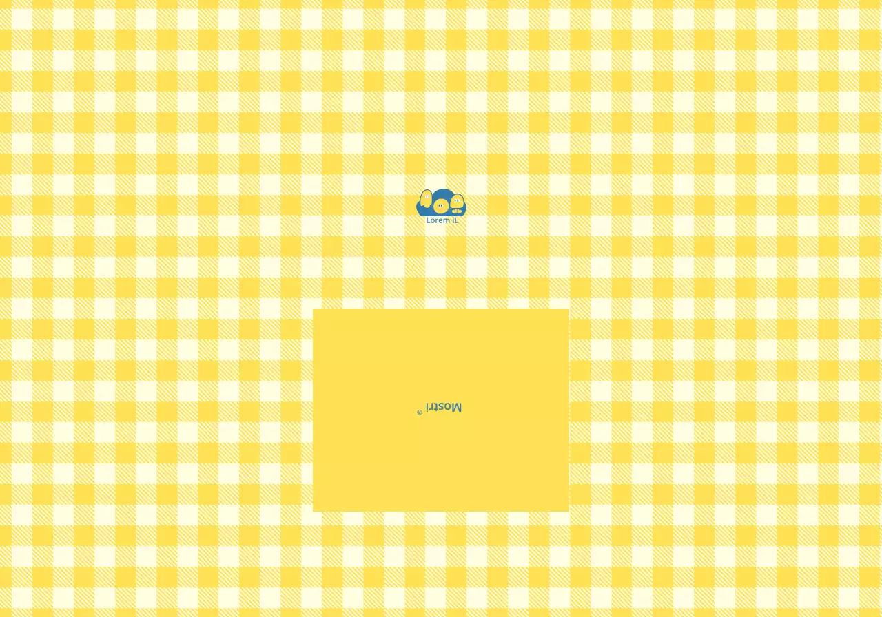 Merchandising personalizzato con motivi a gesso giallo e blu e simpatiche illustrazioni di personaggi