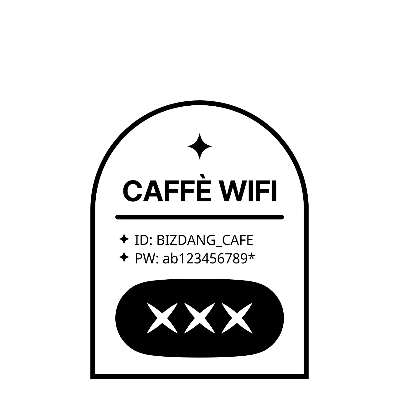 Icona di dessert semplice e pulita in bianco e nero e combinazione di testo per informazioni sul negozio