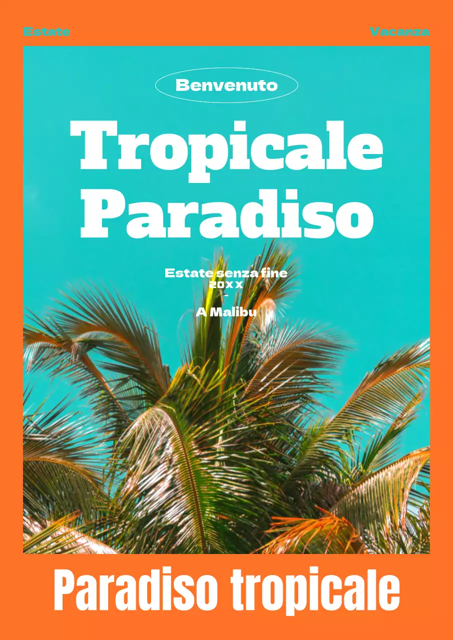 Tropical Palm Tree Tropical, una palma ispirata alle festività natalizie in arancione verde acqua.