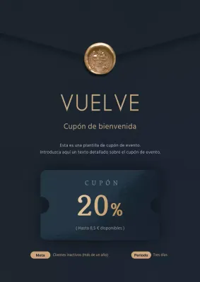 Una promoción de oferta de cupón de descuento elegante y sencilla con una ilustración de cupón en azul intenso