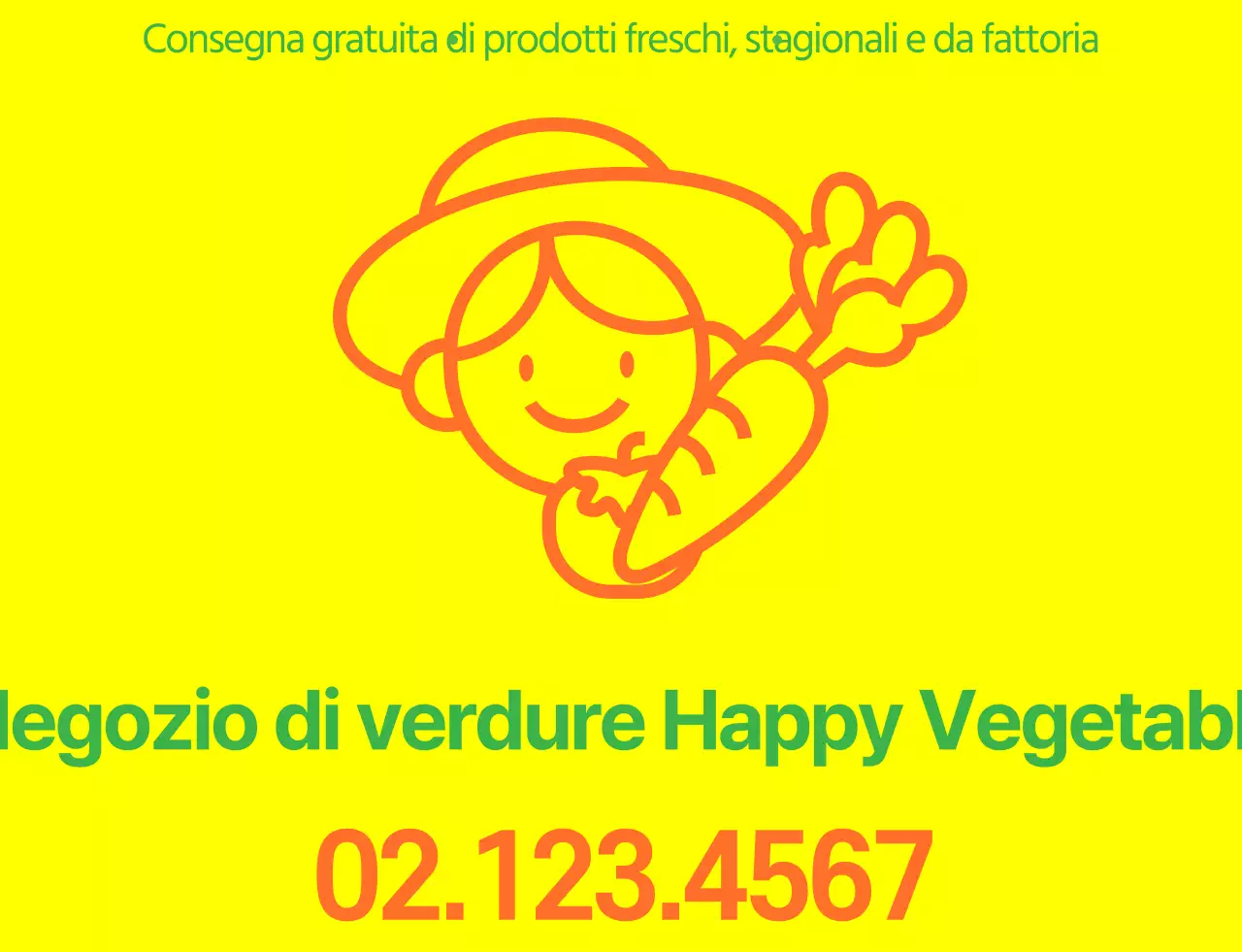 Gilet da negozio di verdure con semplice illustrazione di linee in giallo, verde e arancione