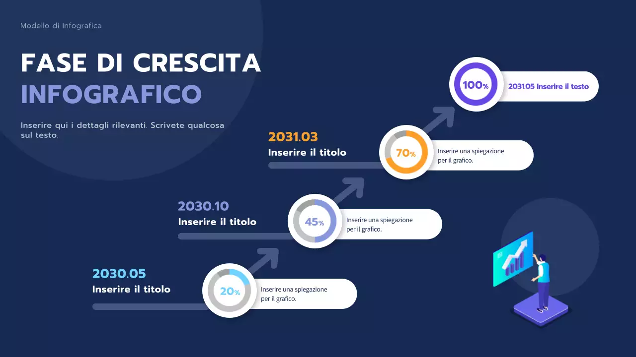 Infografica di un grafico a scala di crescita in toni blu calmi e puliti