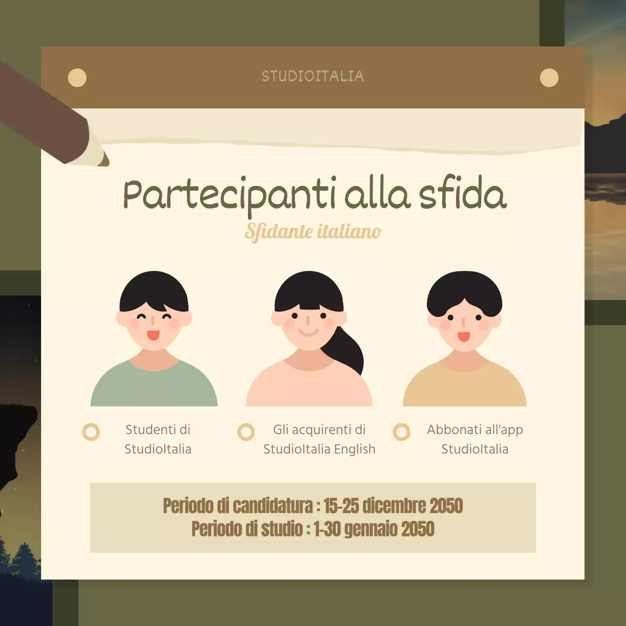 Sfida alle abitudini inglesi del nuovo anno in marrone e verde