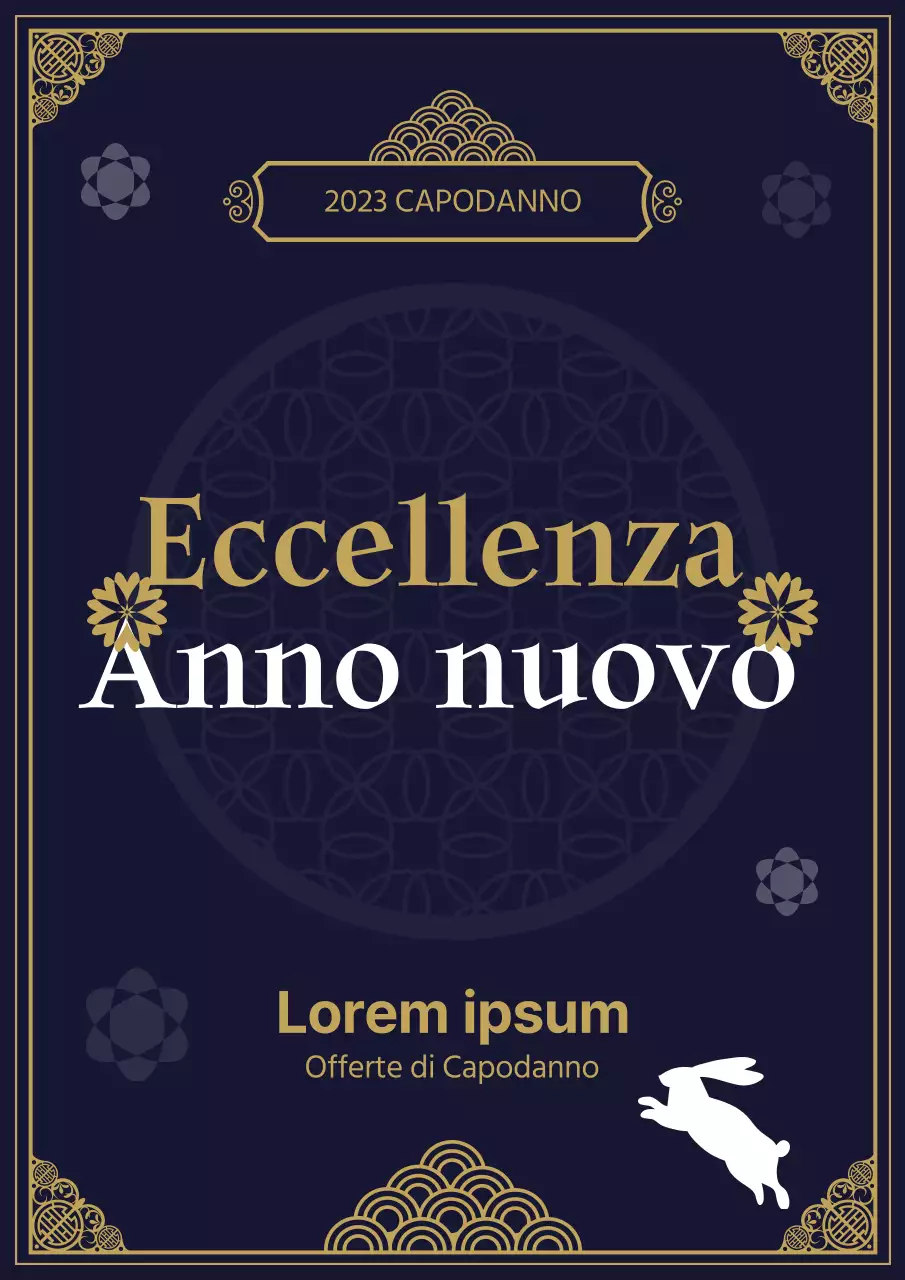 Poster di Capodanno in blu e oro