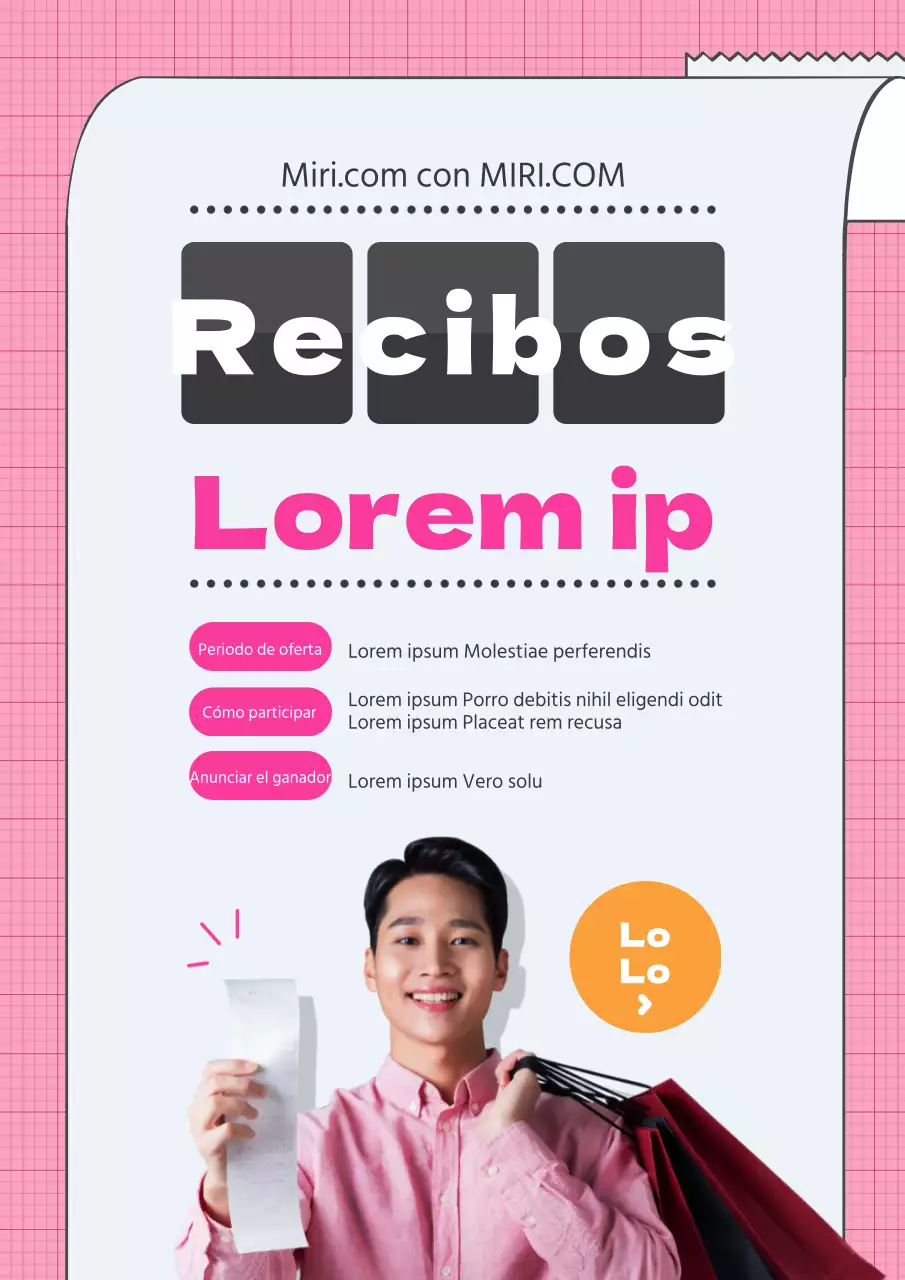 Promocione un bonito evento en unos grandes almacenes con un concepto de recibo rosa