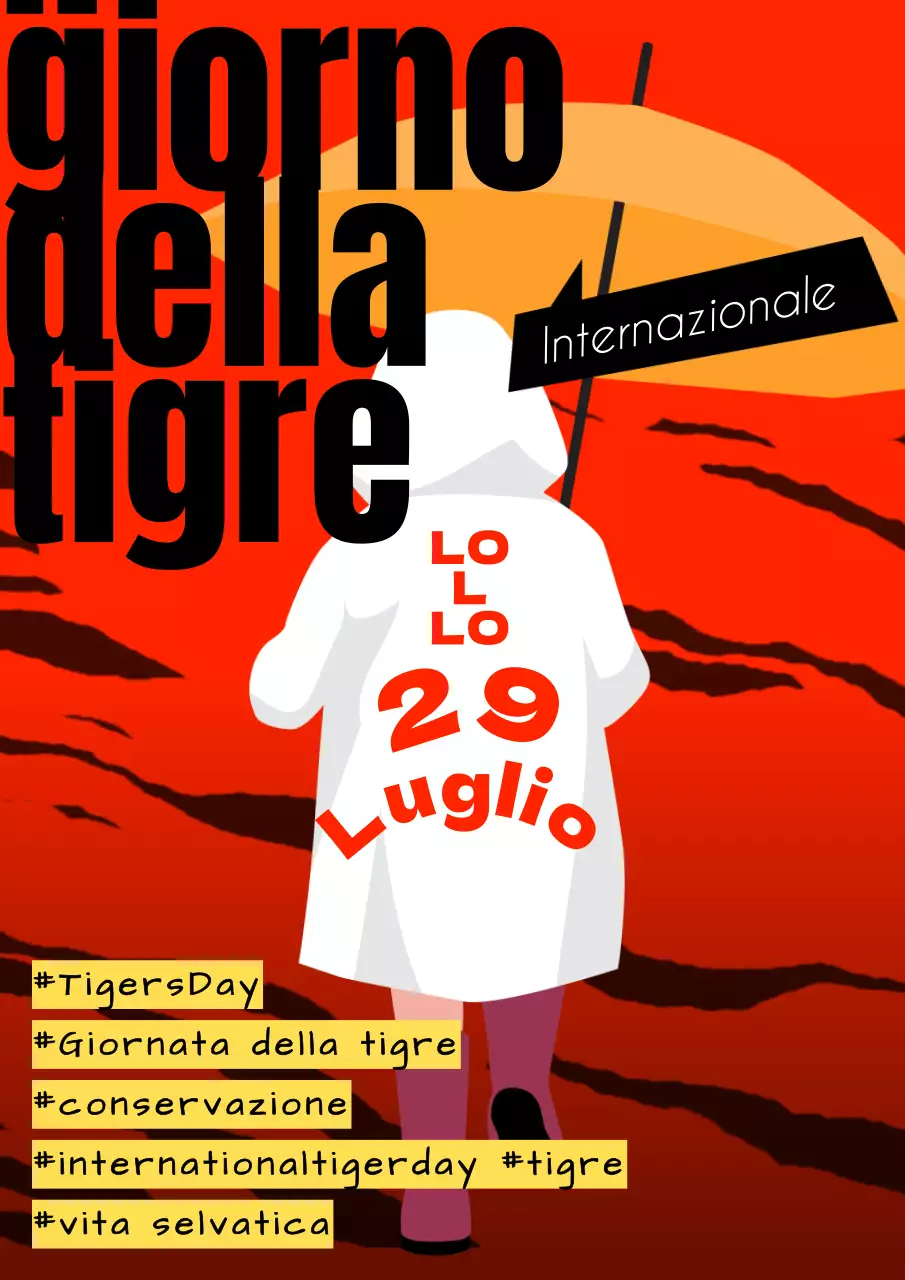 (Premium) Promuovere la Giornata mondiale della tigre con uno sfondo arancione