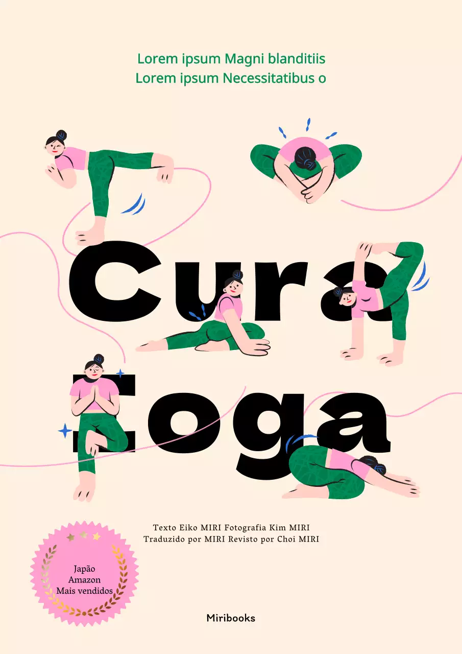Capa de livro de ioga cor-de-rosa e verde