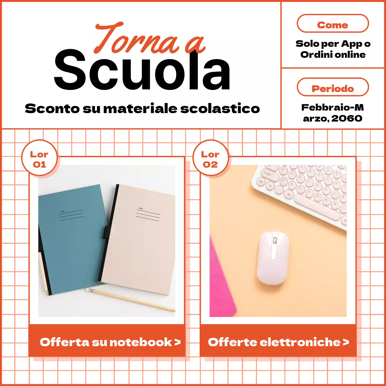 Saldi per il ritorno a scuola con un concetto di blocco note rosso e ordinato