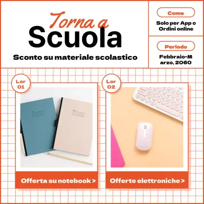 Saldi per il ritorno a scuola con un concetto di blocco note rosso e ordinato