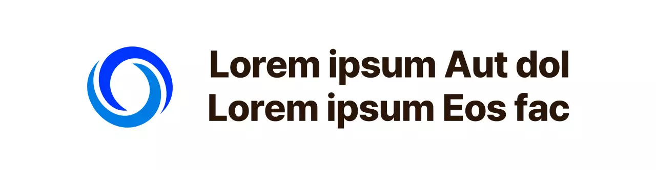 Layout di testo con un semplice logo simbolico in blu e azzurro Stile di allineamento Pezzo promozionale che evidenzia uno slogan aziendale