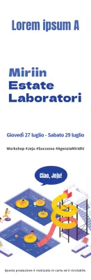 Stile di illustrazione semplice in blu marino e azzurro Sul workshop estivo