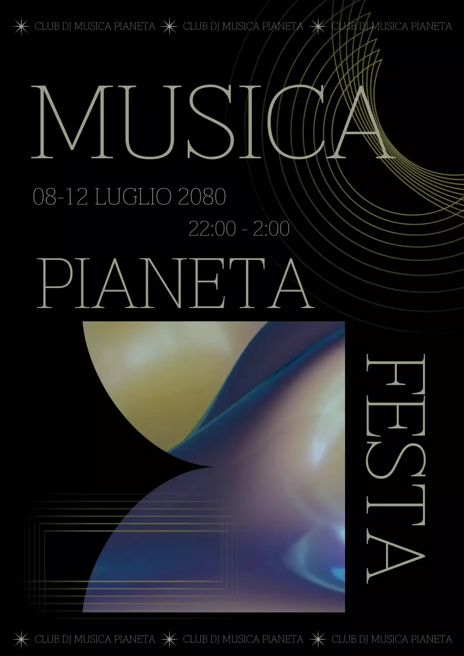 Promuovere una festa con linee geometriche nere