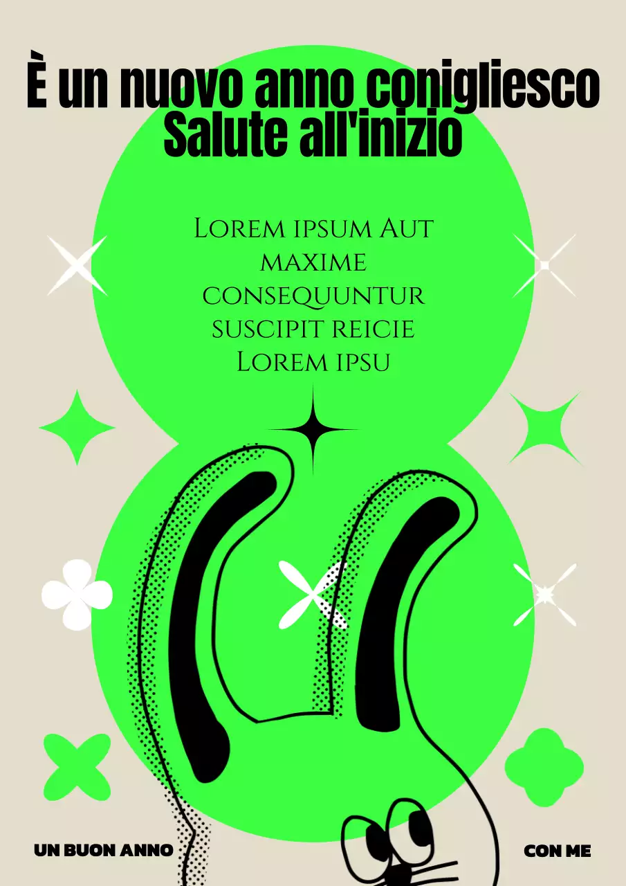 Simpatico poster di Capodanno in chartreuse fluorescente