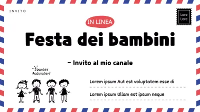 Inviti festosi con un concetto di posta di cartoleria per la giornata dei bambini