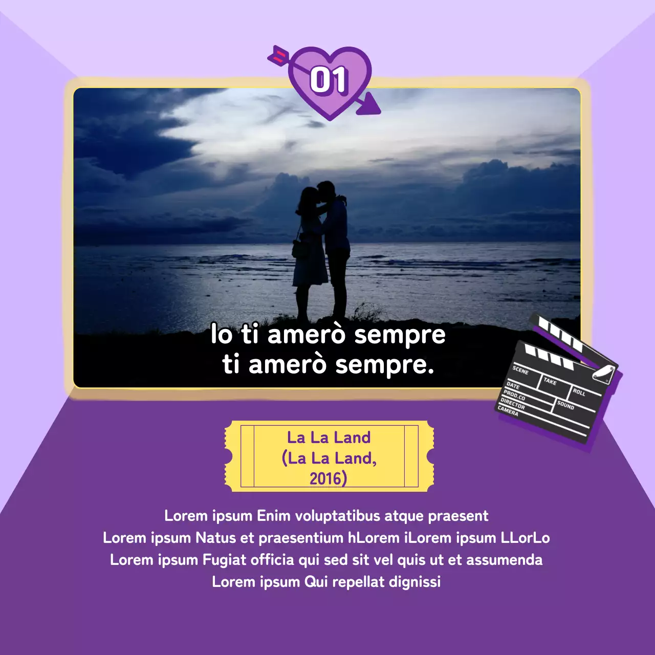 Basato su un concetto di film romantico viola