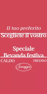 Merchandising del caffè con testo rosso e bianco