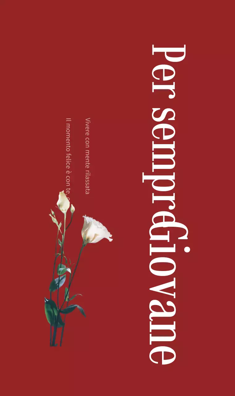 Design concettuale rosso con font lussuosi e fotografia floreale