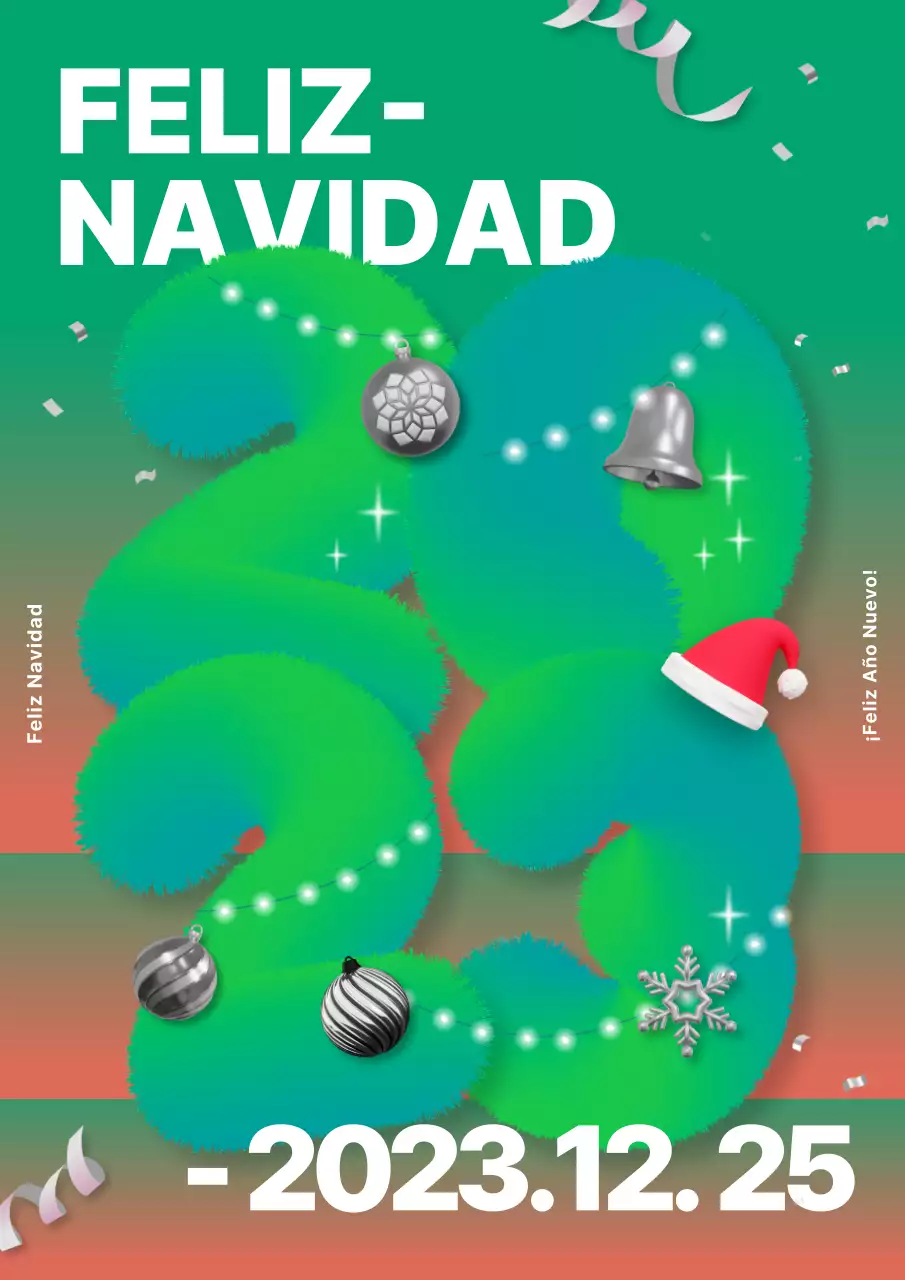 Póster Navideño Verde Rojo de Moda