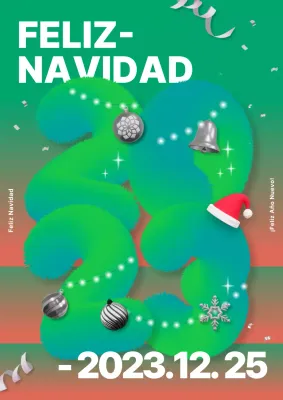 Póster Navideño Verde Rojo de Moda