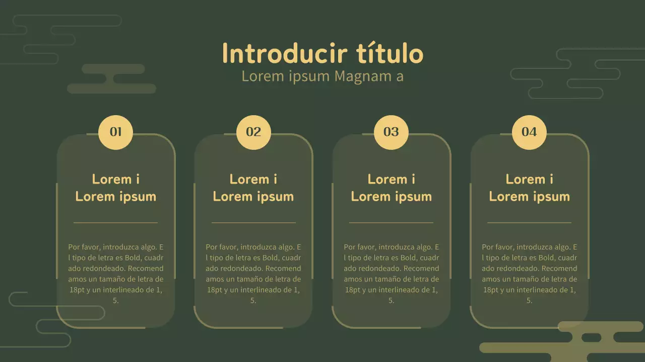 Gráfico verde y amarillo de contenidos conceptuales tradicionales coreanos
