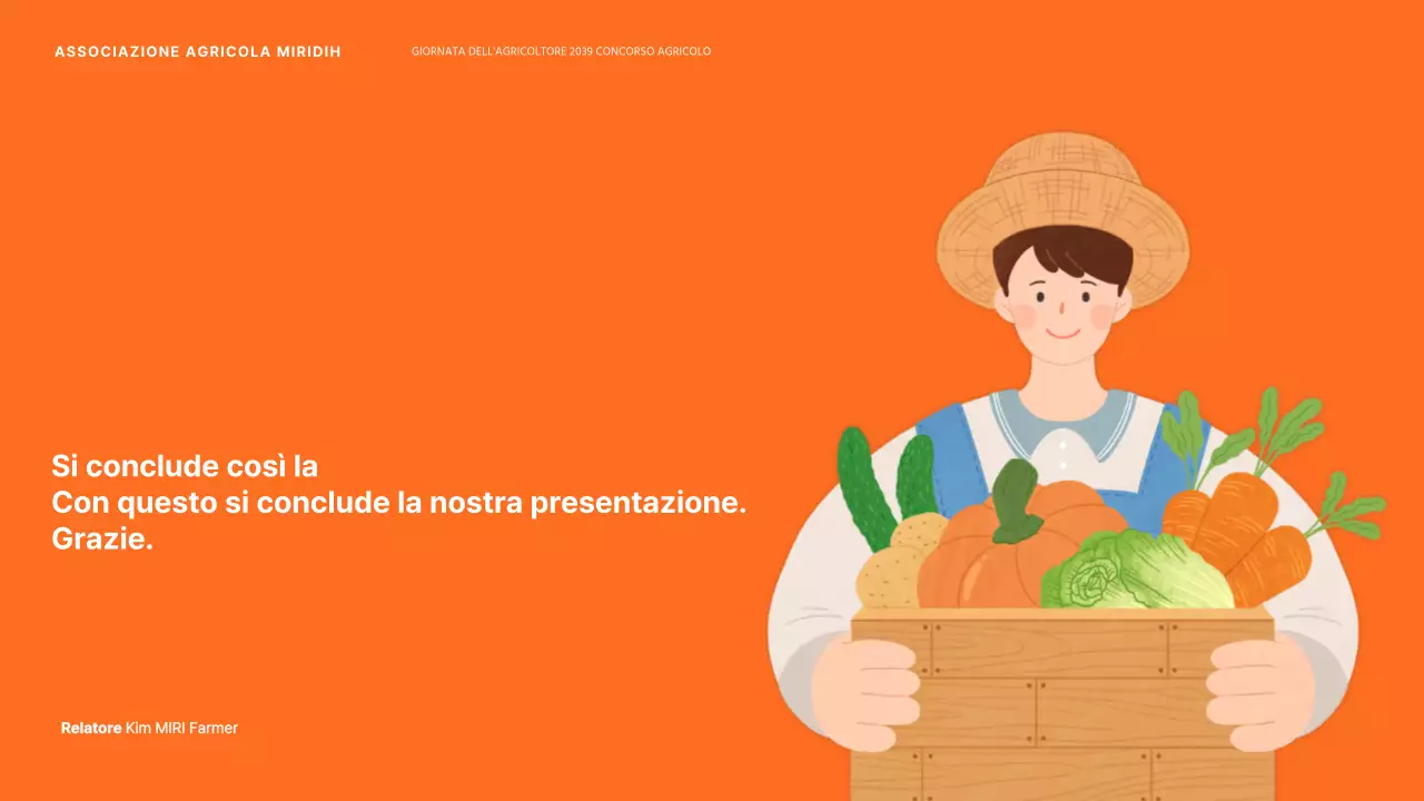 Annuncio della Giornata dell'agricoltore con illustrazione di un agricoltore arancione
