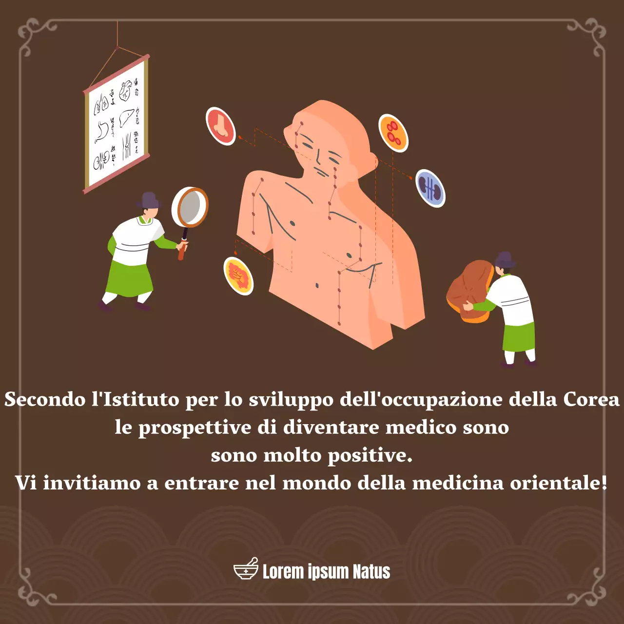 Introduzione alla medicina cinese Concetto di illustrazione in toni marroni