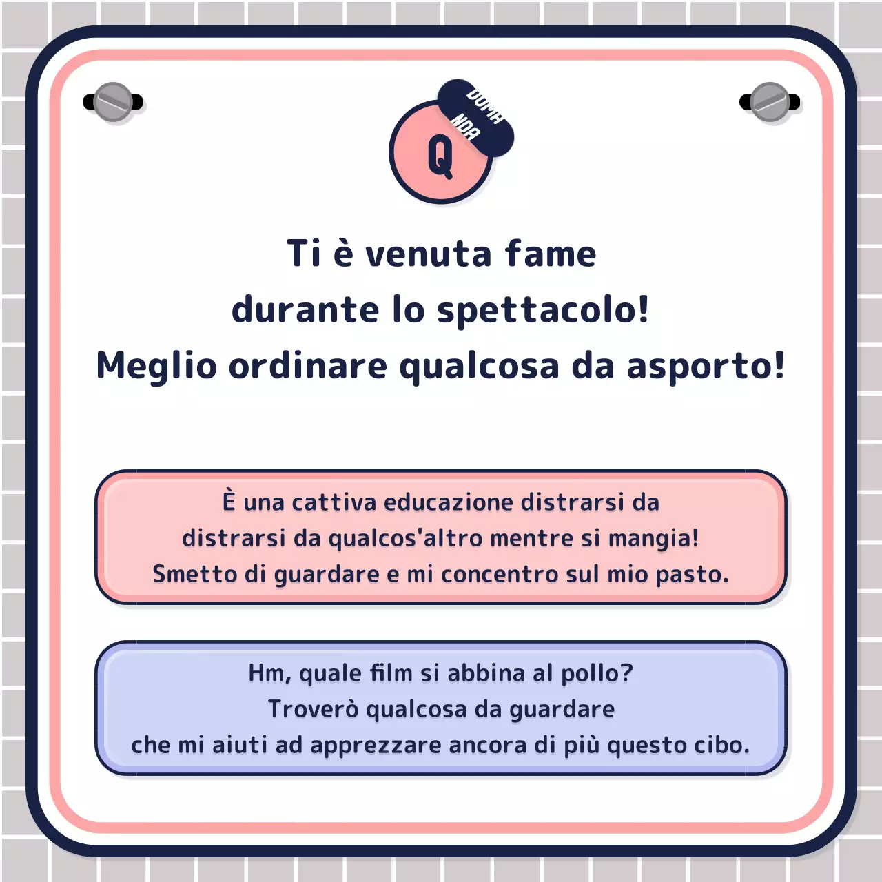 Semplice test a quiz guidato da testo in rosa malva navy