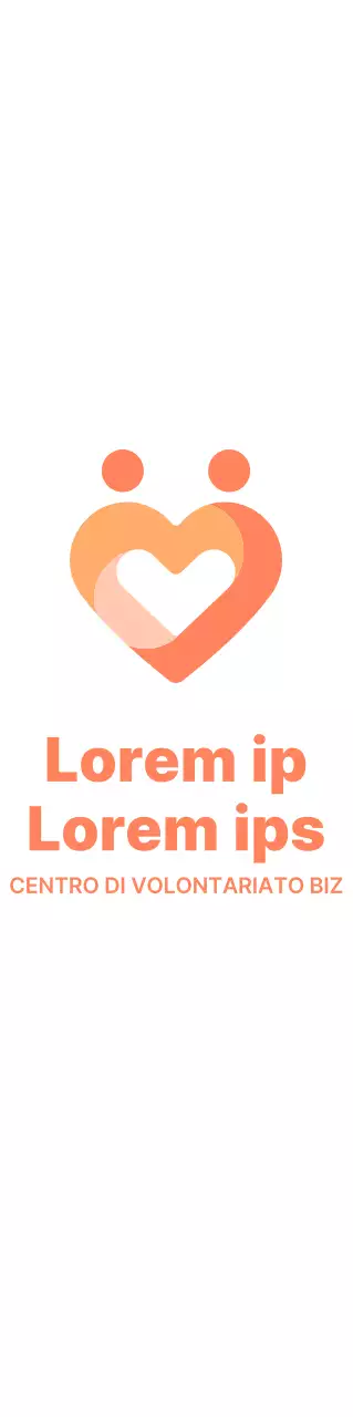 Simbolo semplice a forma di cuore, stile logo in arancione e giallo brillante.