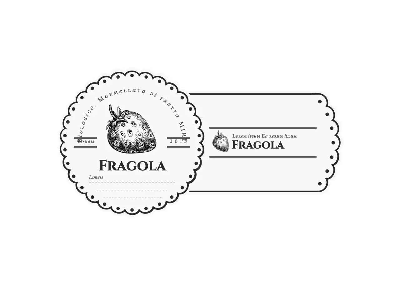 Etichetta adesiva di informazioni sulla marmellata di frutta in grigio chiaro e nero con cornice arrotondata e carina