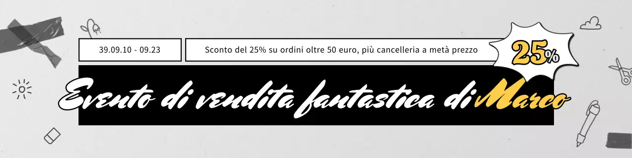 Cartoleria semplice in bianco e nero in saldo