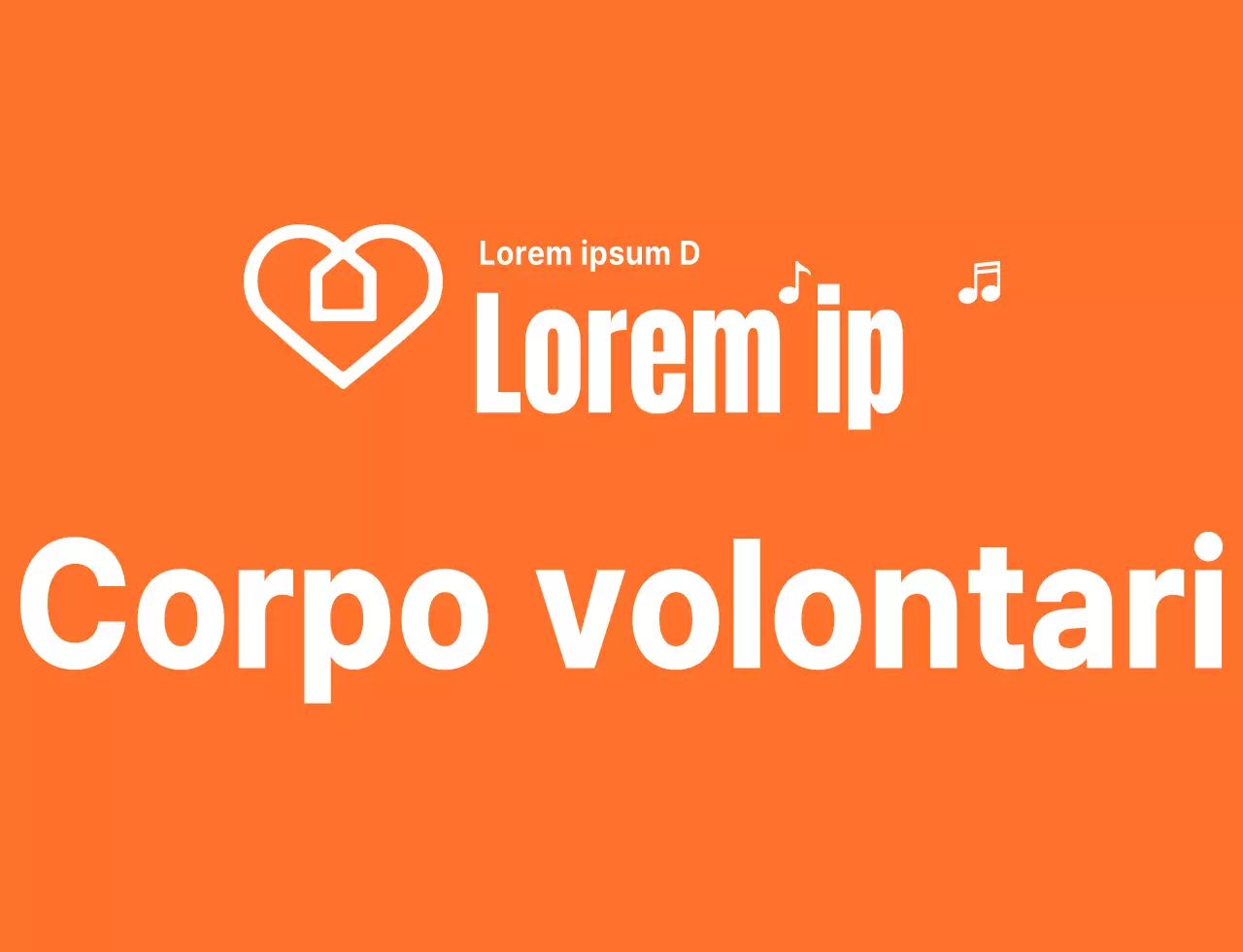 Testo ritmico stile logo in arancione e bianco Organizzazione di volontariato