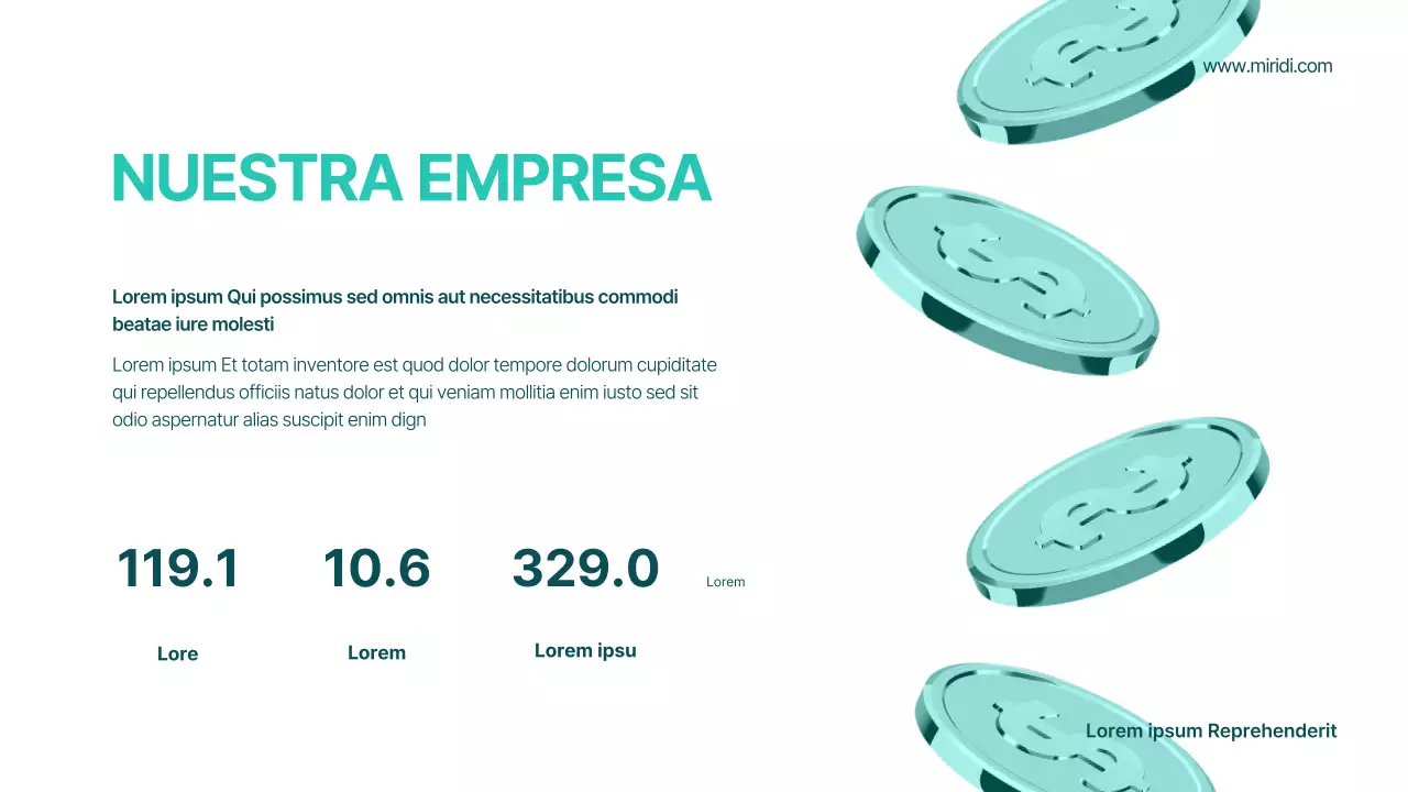 Un folleto geométrico en blanco y menta de una empresa de corretaje