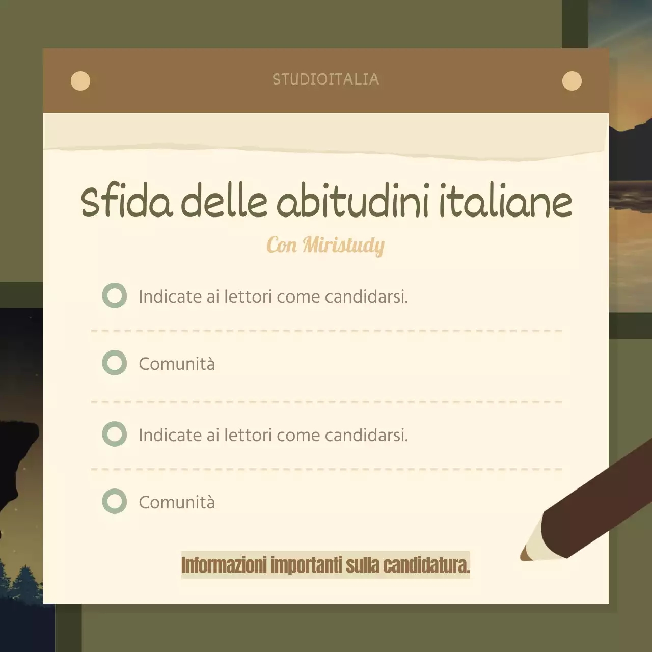 Sfida alle abitudini inglesi del nuovo anno in marrone e verde