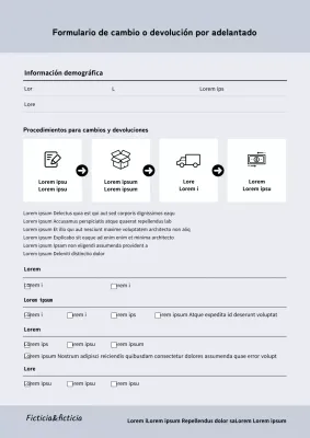 Formulario de devolución de cambio azul y limpio