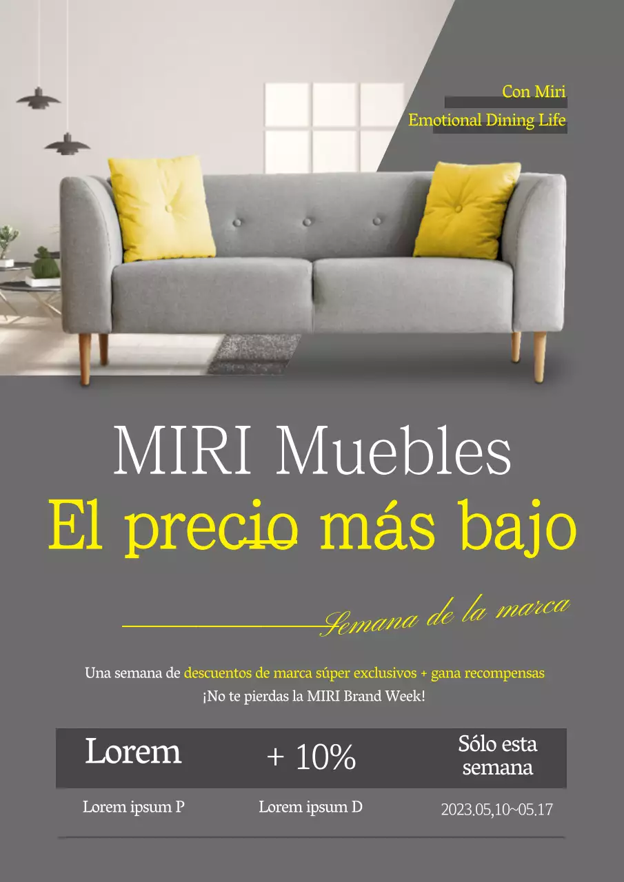 La foto gris y amarilla realza el evento del mobiliario