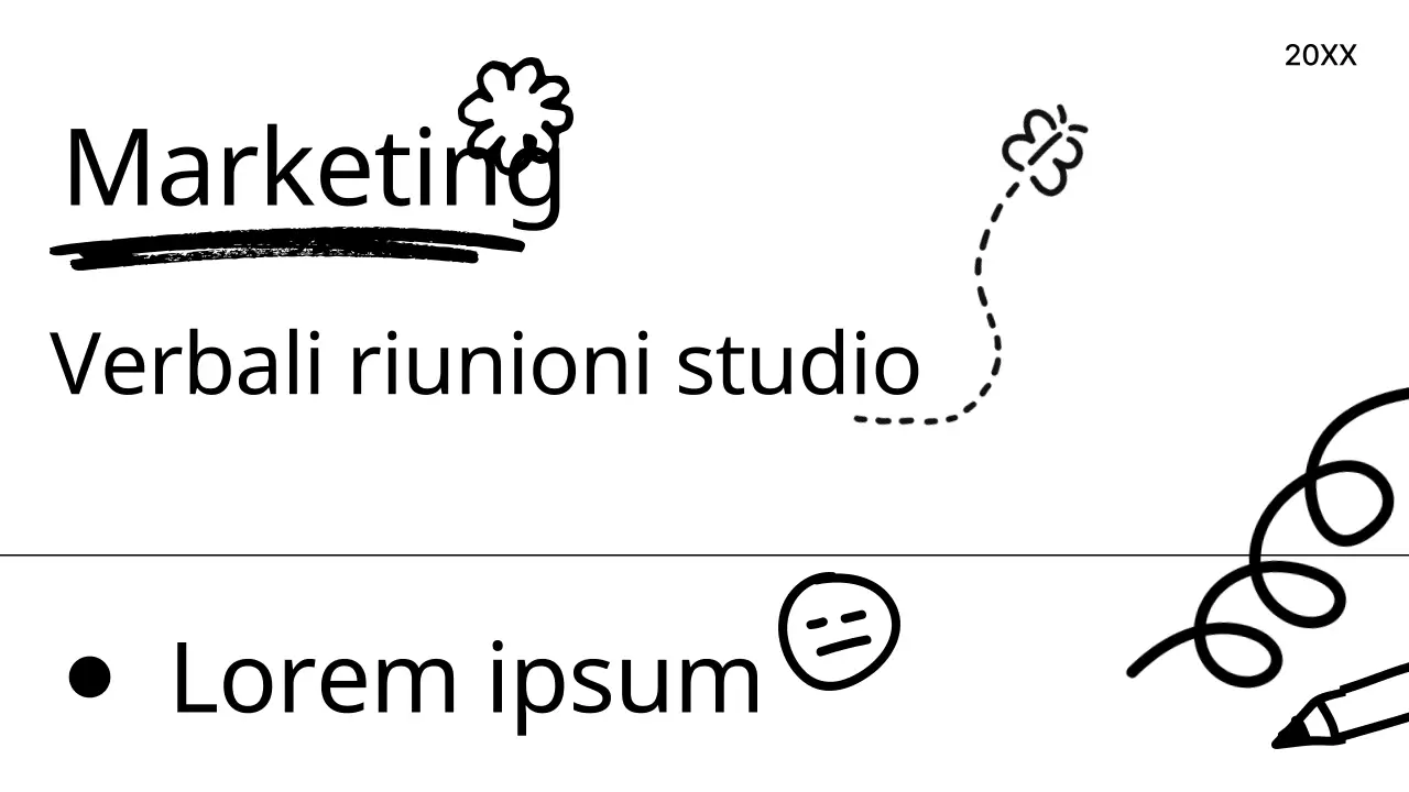 Minuti di studio in bianco e nero con concetto di scarabocchio