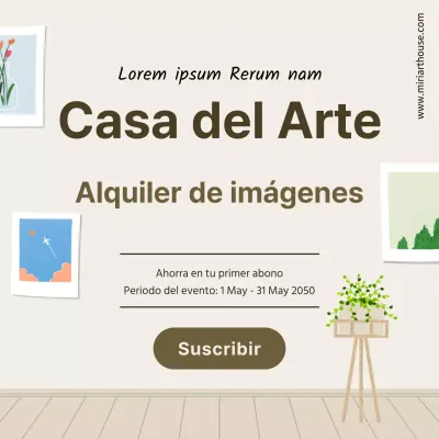 Servicio de suscripción de alquiler de cuadros con fondo beige